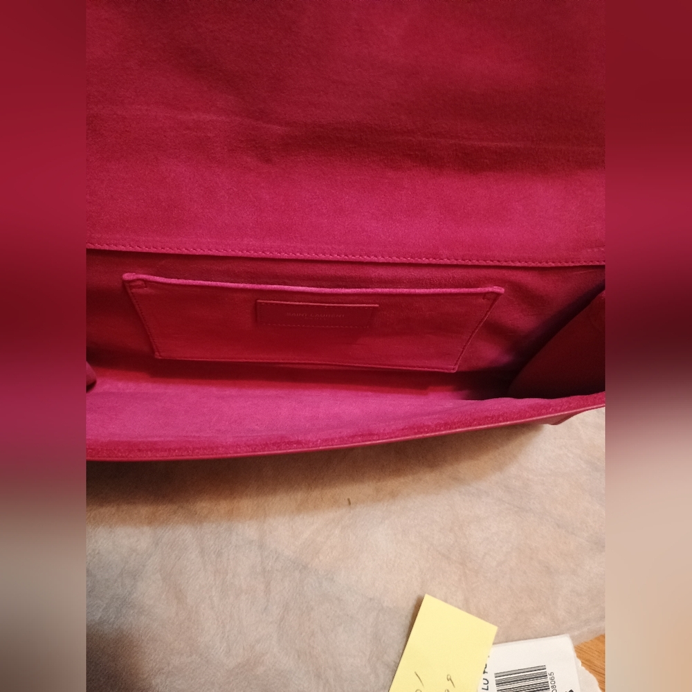 YSL Fuchsia/Pink Clutch with Gold plated Y, W/COA. - Picture 8 of 11